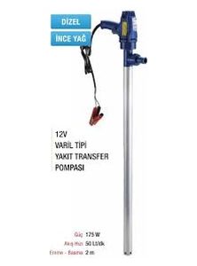 12 Volt Varil Tipi Yakıt Transfer Pompası Dizel - İnce Yağ