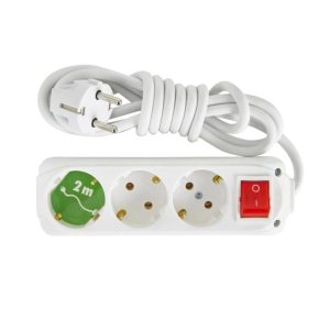 Almera 3lü 2 Metre Topraklı Anahtarlı Priz