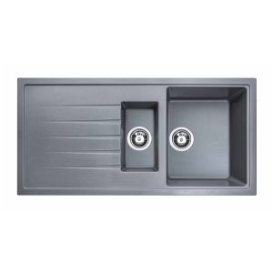 Atlante Granit Eviye 1,5 Gözlü Damlalıklı Antrasit 285600 | 50x100 Granit Mutfak Evyesi