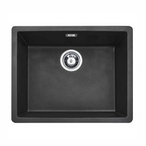 Atlante Tek Gözlü Alttan Yapıştırma Siyah Granit Eviye 55x44.5 Cm