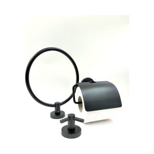 Dekor Banyo 3'lü Set F 500 04 Havluluk Kağıtlık İkili Askı Mat Siyah