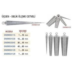 DW Üçgen Delik Ölçme Cetveli 30-45 mm