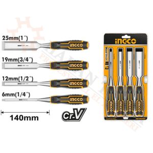 İNGCO ENDÜSTRİYEL 4 LÜ AHŞAP ISKARPELA SETİ HKTWC0401