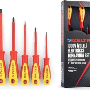 İzeltaş 4140009106 1000 V İzoleli Elektrikçi Tornavida Seti 6 Parça