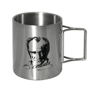 Orcamp Çelik Kupa Bardak Atatürk Silüetli Out-1800 Gri
