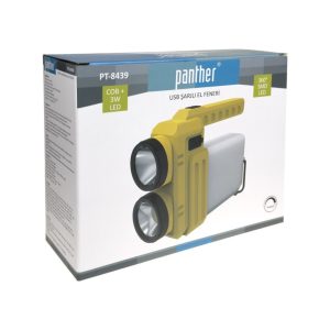 Panther Pt-8439 Usb Şarjlı El Feneri Beyaz - Sarı