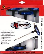 Rıco Profesyonel 5 Parça T Tip Düz Allen Anahtar Seti 1.
