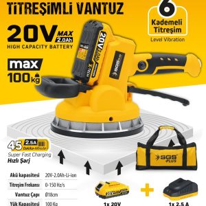 Sgs5415 20 Volt 2 Amper Akülü Titreşimli Vantuz Seramik Granit Mermer Kiremit Döşeme Makinesi
