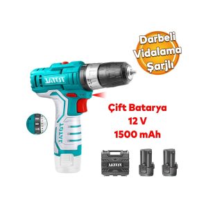 Total Çift Akülü Darbeli Vidalama Matkap 12 V Li-on 1500 Mah