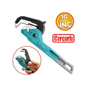 Total Cırcırlı Boru Anahtarı 10'' İngiliz Anahtar 3.8 Cm Ağız 25 Cm Boy Çırçırlı Sökme Sıkma Tutma