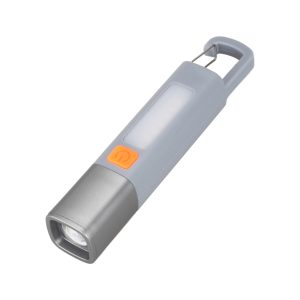 Usb Şarjlı El Feneri 800 Lümen Kamp Lambası Yan Led Özellikli Klipsli Gri